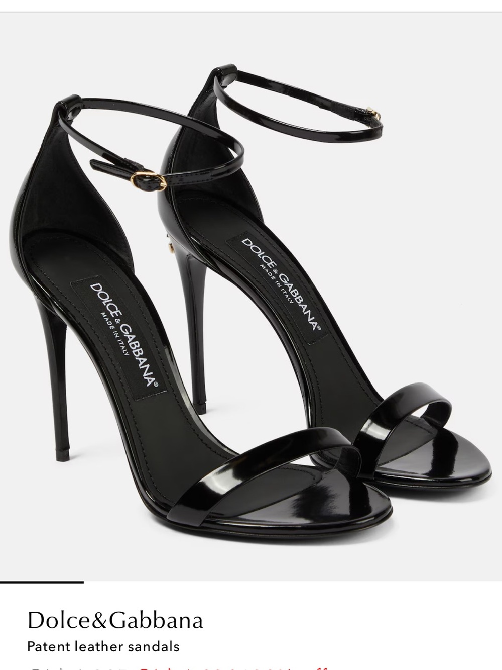 Dolce & Gabbana Black Patent Leather Stiletto Ankle-Strap Sandals